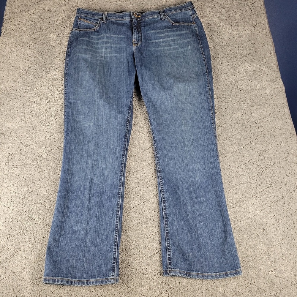 Wrangler Q-Baby Jeans Womens 20W Blue Bootcut Plus Size Stretch Whisker Western